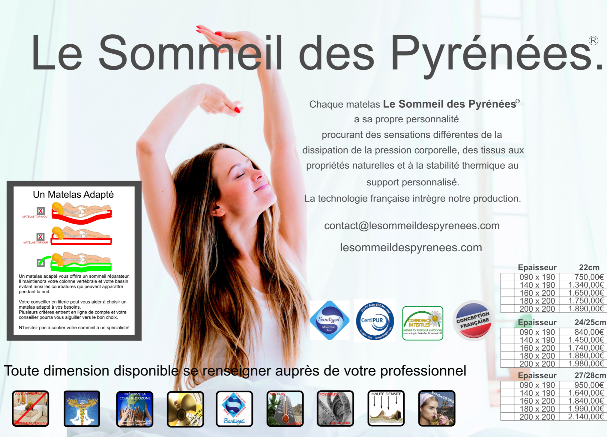 Présentation Le Sommeil des Pyrénées et technologies de matelas